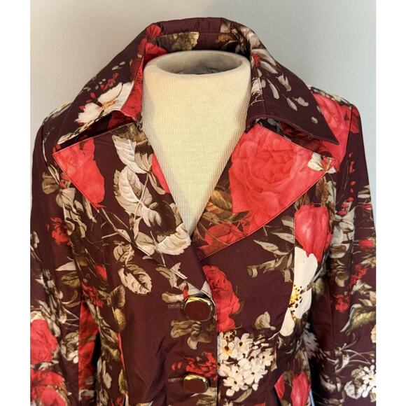 VTG Dennis Basso Raincoat Women’s XS Floral Art To Wear Peplum City Chic Cottage - Picture 9 of 15